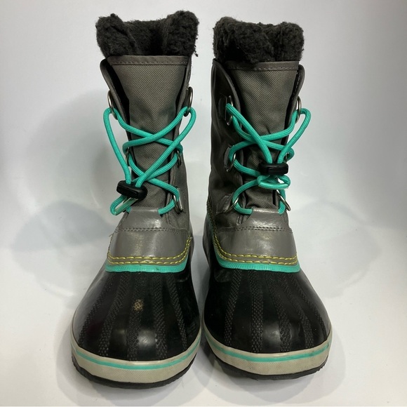 Sorel Yoot Pac insulated waterproof boots gray, teal youth size 5 - Picture 2 of 7